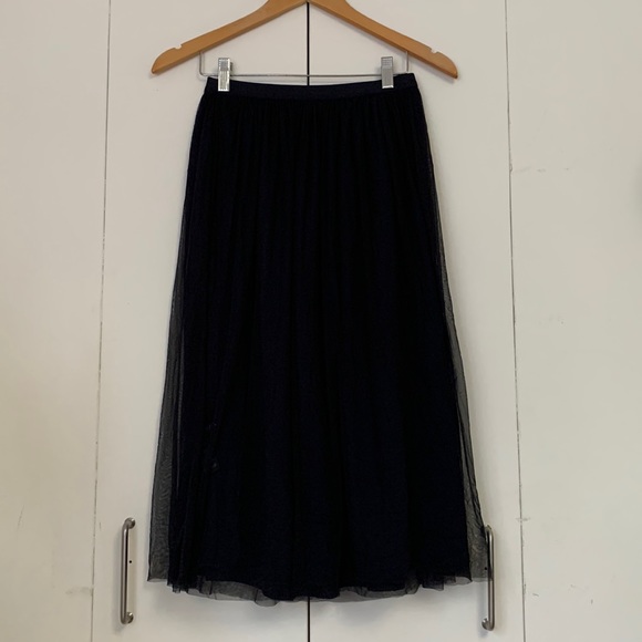 Uniqlo Small Navy Double Layered Tulle Midi Skirt - Picture 3 of 5